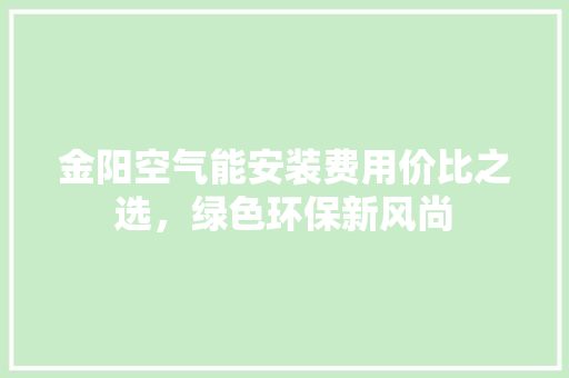 金阳空气能安装费用价比之选，绿色环保新风尚 贴膜