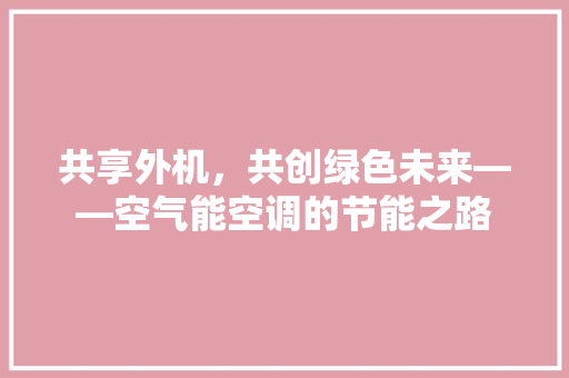 共享外机，共创绿色未来——空气能空调的节能之路 洗衣机