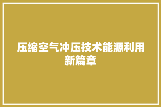 压缩空气冲压技术能源利用新篇章 清洁保养