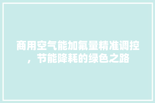 商用空气能加氟量精准调控，节能降耗的绿色之路 热水器