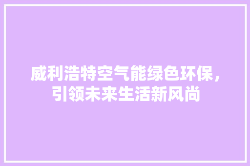 威利浩特空气能绿色环保，引领未来生活新风尚 灯具安装