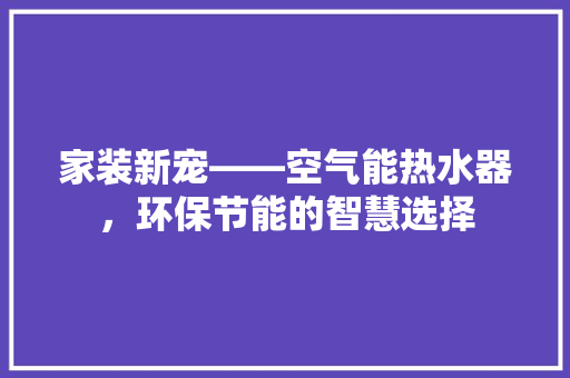 家装新宠——空气能热水器，环保节能的智慧选择 家居维修