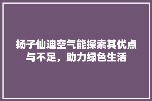 扬子仙迪空气能探索其优点与不足，助力绿色生活 旧房改造