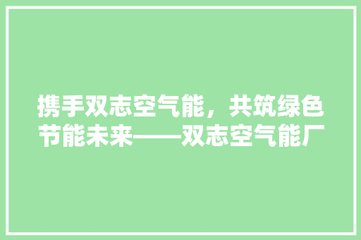 携手双志空气能,共筑绿色节能未来——双志空气能厂家加盟优势 冰箱 携手双志空气能,共筑绿色节能未来——双志空气能厂家加盟优势 冰箱