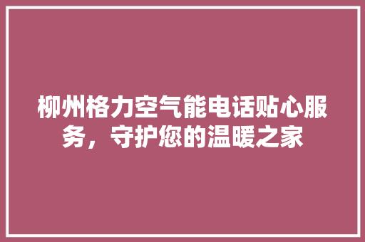 柳州格力空气能电话贴心服务，守护您的温暖之家 洁具维修
