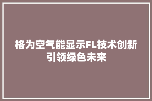 格为空气能显示FL技术创新引领绿色未来 贴膜