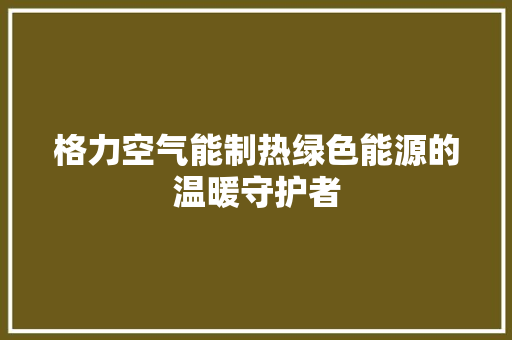格力空气能制热绿色能源的温暖守护者 家电维护