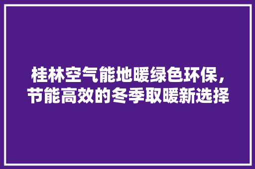 桂林空气能地暖绿色环保，节能高效的冬季取暖新选择 空调