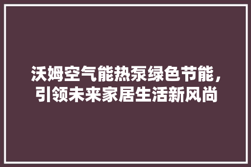 沃姆空气能热泵绿色节能，引领未来家居生活新风尚 局部翻新