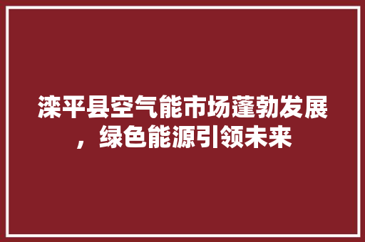 滦平县空气能市场蓬勃发展,绿色能源引领未来 灯具安装 滦平县空气能市场蓬勃发展,绿色能源引领未来 灯具安装