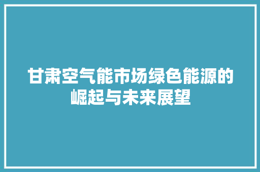 甘肃空气能市场绿色能源的崛起与未来展望 龙头管件