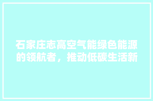 石家庄志高空气能绿色能源的领航者，推动低碳生活新风尚 贴膜