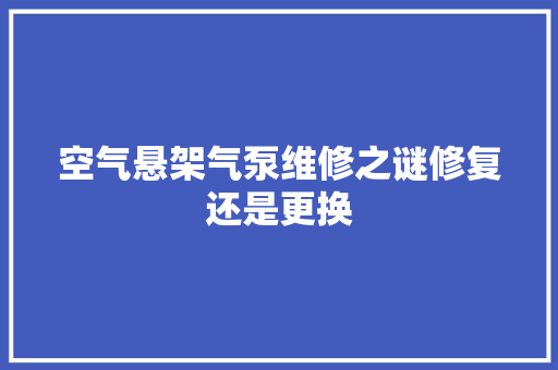 空气悬架气泵维修之谜修复还是更换 龙头管件