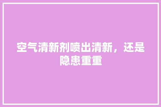 空气清新剂喷出清新，还是隐患重重 旧房改造