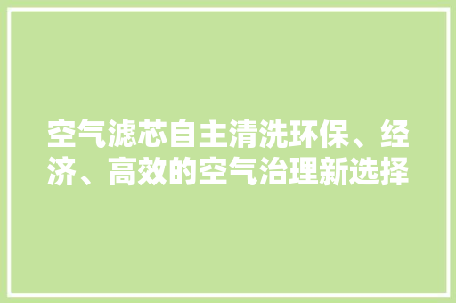 空气滤芯自主清洗环保、经济、高效的空气治理新选择 贴膜
