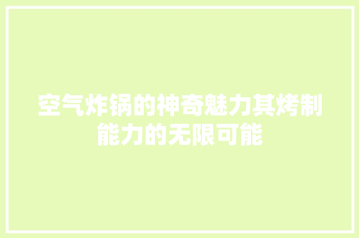 空气炸锅的神奇魅力其烤制能力的无限可能 翻新改色