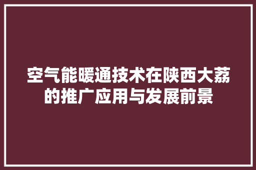 空气能暖通技术在陕西大荔的推广应用与发展前景 热水器