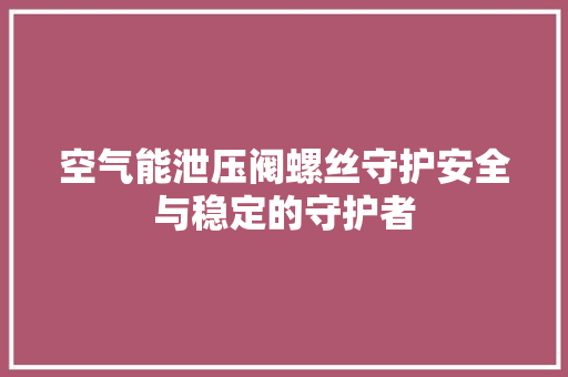 空气能泄压阀螺丝守护安全与稳定的守护者 贴膜