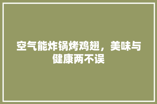 空气能炸锅烤鸡翅，美味与健康两不误 家居维修
