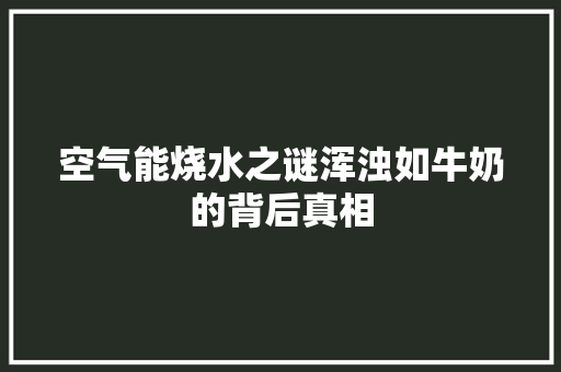 空气能烧水之谜浑浊如牛奶的背后真相 翻新改色