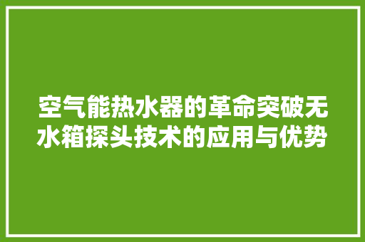 空气能热水器的革命突破无水箱探头技术的应用与优势 龙头管件