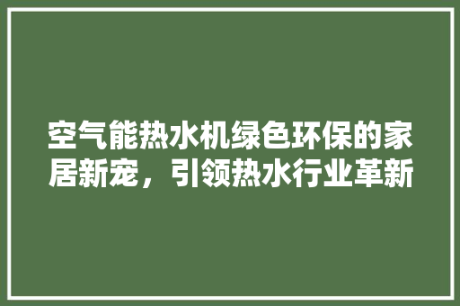空气能热水机绿色环保的家居新宠，引领热水行业革新 家居维修