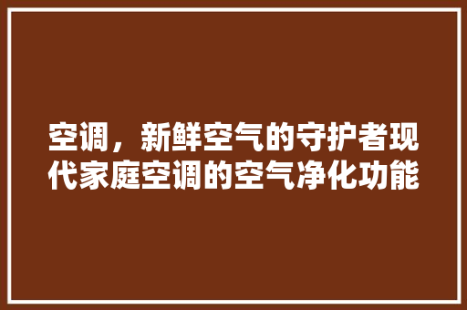 空调，新鲜空气的守护者现代家庭空调的空气净化功能 家居维修