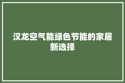 汉龙空气能绿色节能的家居新选择 家具修理