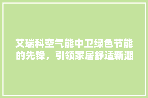 艾瑞科空气能中卫绿色节能的先锋，引领家居舒适新潮流 灯具安装