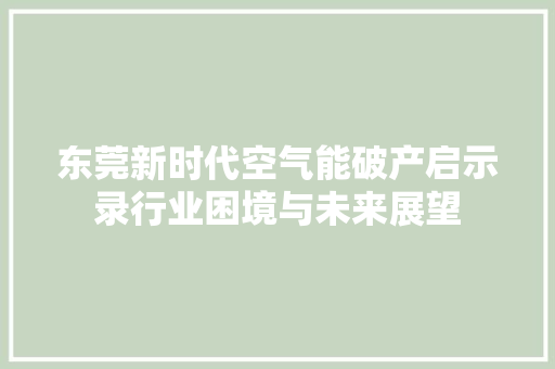 东莞新时代空气能破产启示录行业困境与未来展望 家具修理