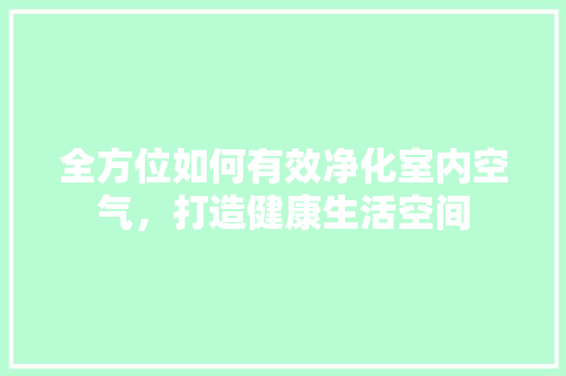 全方位如何有效净化室内空气，打造健康生活空间 家居维修