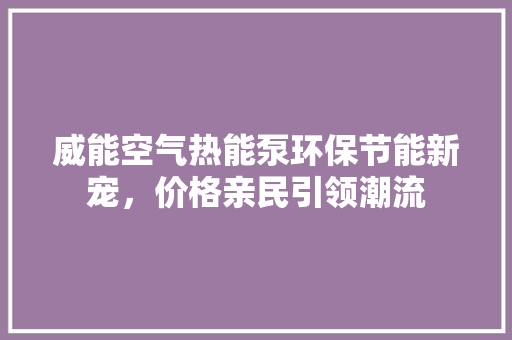 威能空气热能泵环保节能新宠，价格亲民引领潮流 家电维护