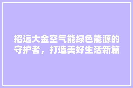 招远大金空气能绿色能源的守护者，打造美好生活新篇章 灯具安装