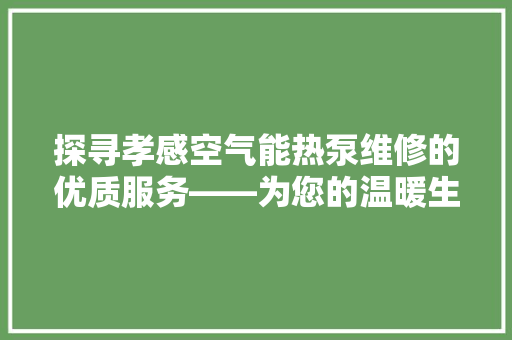 探寻孝感空气能热泵维修的优质服务——为您的温暖生活保驾护航 清洁保养