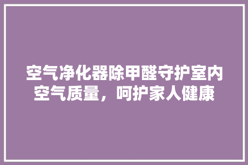 空气净化器除甲醛守护室内空气质量，呵护家人健康 水电维修