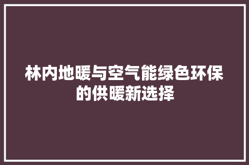 林内地暖与空气能绿色环保的供暖新选择 翻新改色
