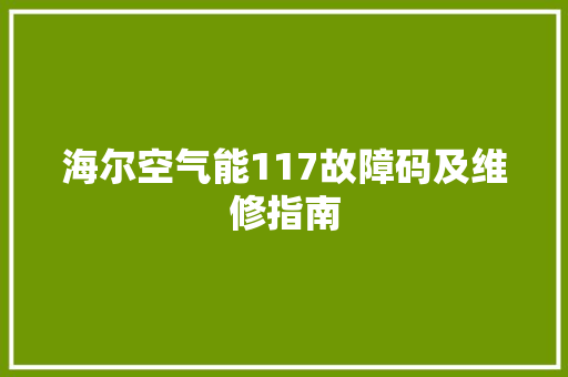 海尔空气能117故障码及维修指南 家具修理
