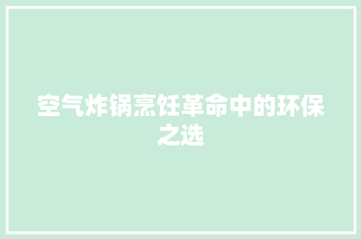 空气炸锅烹饪革命中的环保之选 空调