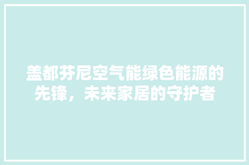 盖都芬尼空气能绿色能源的先锋，未来家居的守护者 洁具维修