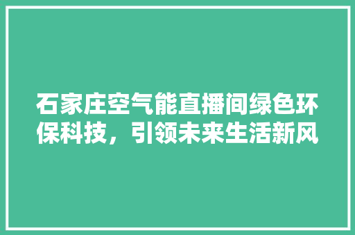 石家庄空气能直播间绿色环保科技，引领未来生活新风尚 家电维护