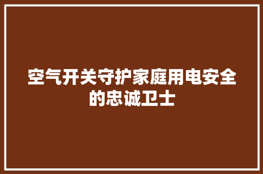 空气开关守护家庭用电安全的忠诚卫士 清洁保养