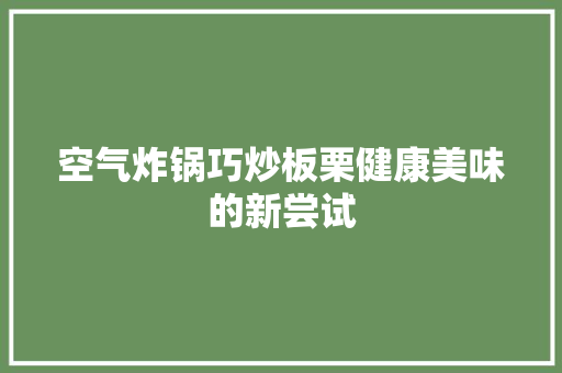 空气炸锅巧炒板栗健康美味的新尝试 洁具维修