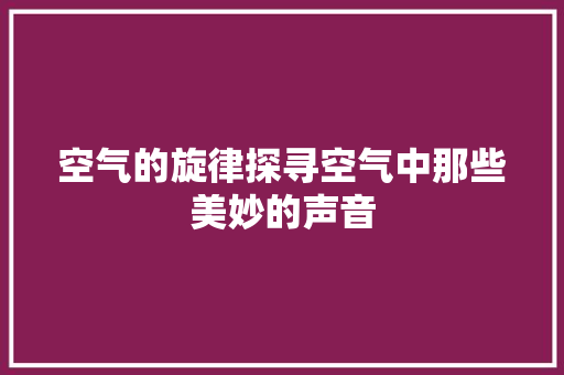 空气的旋律探寻空气中那些美妙的声音 冰箱