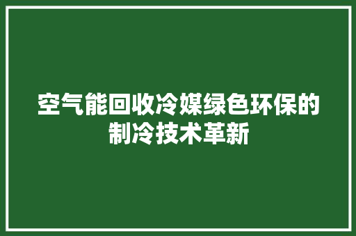 空气能回收冷媒绿色环保的制冷技术革新 家居维修