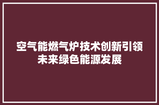 空气能燃气炉技术创新引领未来绿色能源发展 装修设计