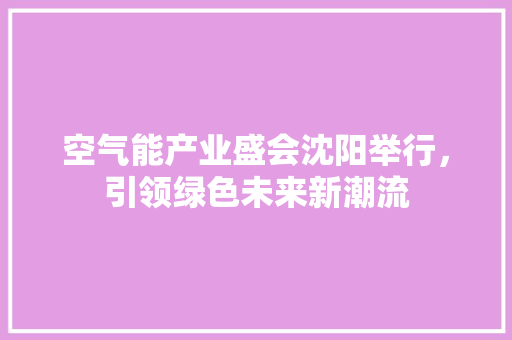 空气能产业盛会沈阳举行，引领绿色未来新潮流 贴膜