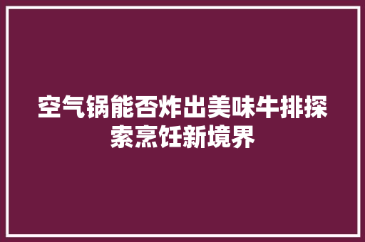 空气锅能否炸出美味牛排探索烹饪新境界 家居维修