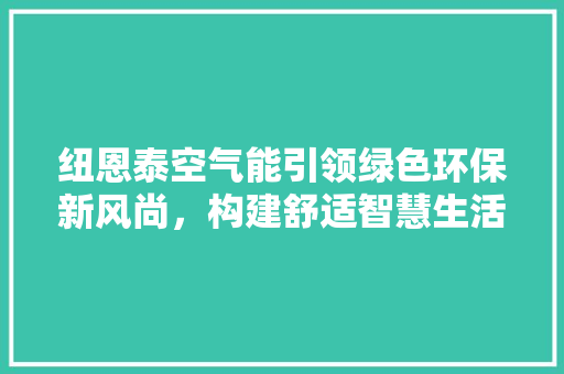 纽恩泰空气能引领绿色环保新风尚，构建舒适智慧生活 装修设计