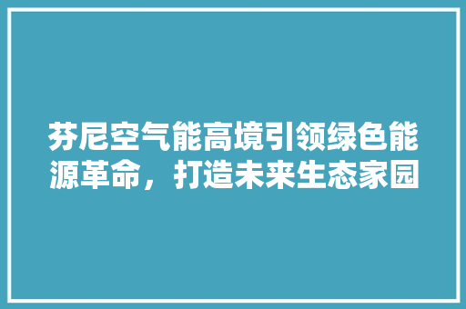 芬尼空气能高境引领绿色能源革命，打造未来生态家园 翻新改色