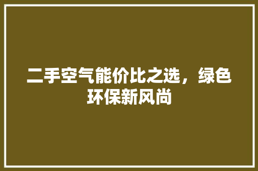 二手空气能价比之选，绿色环保新风尚 水电维修